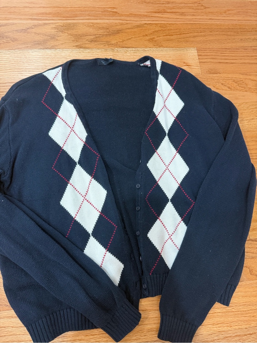 Woman’s brandy Melville Argyle Button-Up Sweater Cardigan